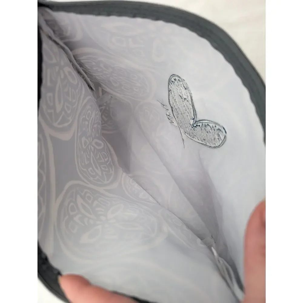 NWT Thirty-One Zipper Pouch Woodblock Whimsy -Teal Heart 